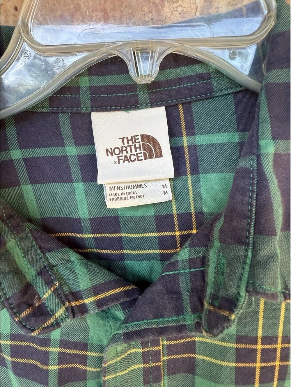The North Face Green & Navy Plaid Button Down L/S Men’s Woven Shirt Size Medium
